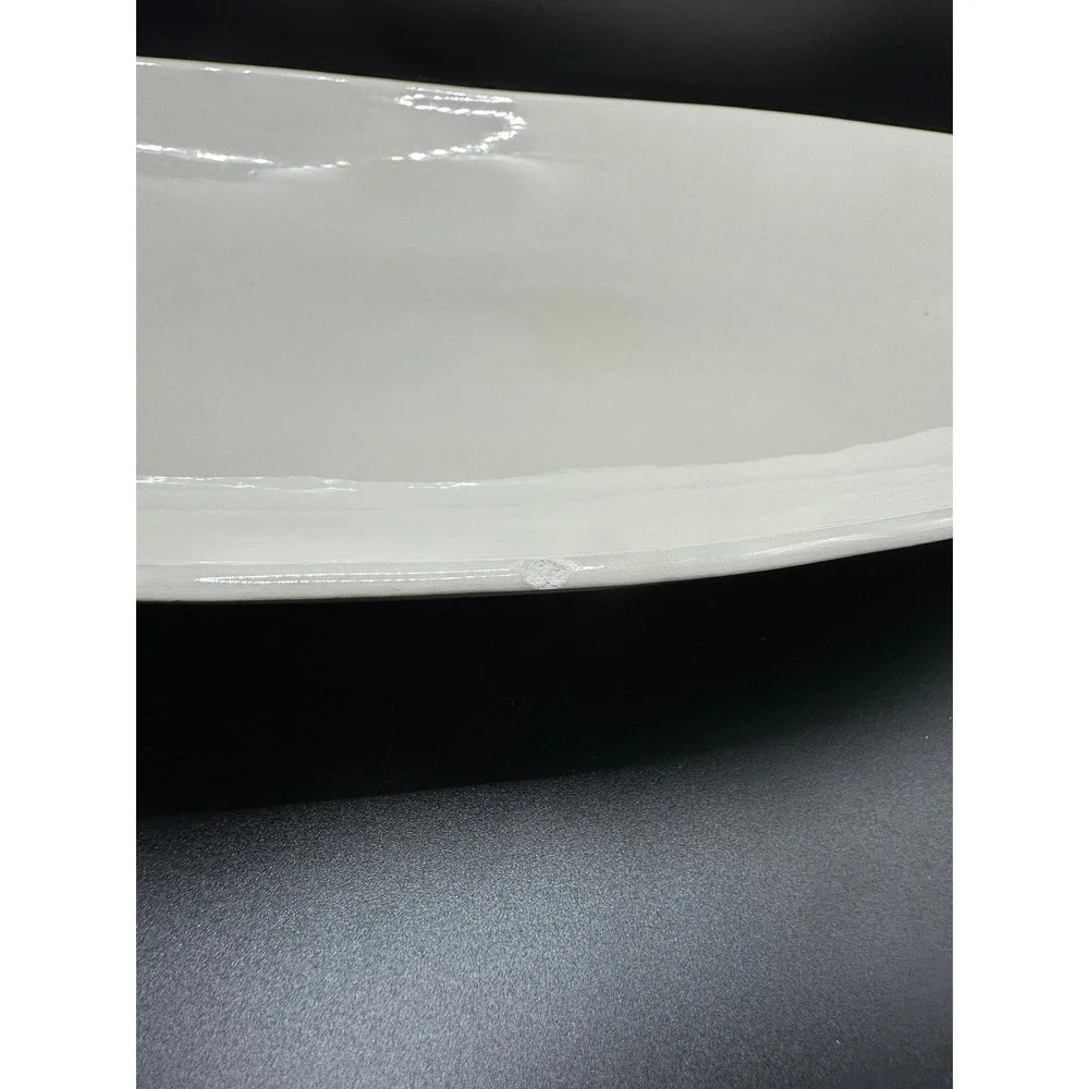 Handcrafted Cream White Ceramic Oval Serving Platter Stoneware 15in set is 2